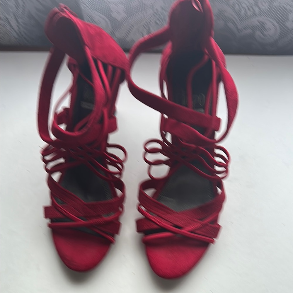 Elegant Red Women's Strappy Heels
